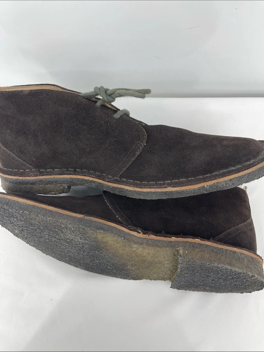 Coach ANTHONY Men's Dark Brown Suede Chukka Boots with Olive Laces SIZE 10 M